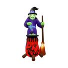 Decoração Inflável De Bruxa Para Halloween 2.4M Com Lâmpada LED De Chama Para Jardim, Quintal E