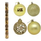 Decoracao natal bolas 6cm 4mod.dourado c/08un tubo- yangzi