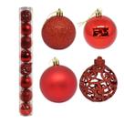 Decoracao natal bolas 6cm 4mod.vermelha c/08un tubo- yangzi