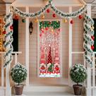 Decoração Natal Kit Capa de Porta Natalina + 2 Festão Nevados de 3,6 metros