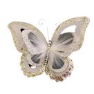 Decoração Natalina Borboleta 36cm Prata Tule/Paetês