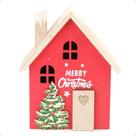 Decoração Natalina Casinha de Natal em Madeira MDF com Neve e Chaminé Vila Vilarejo Cenario