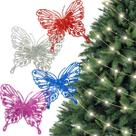 Decoração Natalina Enfeite p/Árvore de Natal 2 Borboletas com Brilho Decoração Natalina Enfeite p/Árvore de Natal 2 Borboletas com Brilho