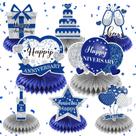 Decoración de Mesa Aniversario LUUFILx en Azul y Plateado 8 Piezas Panal de Abeja Decoración de Mesa Aniversario LUUFILx en Azul y Plateado 8 Piezas Panal de Abeja