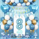 Decorações de aniversário: Adoravelmente, 8º aniversário, azul, branco, ouro Decorações de aniversário: Adoravelmente, 8º aniversário, azul, branco, ouro
