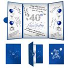 Decorações de aniversário Crenics 40º Livro de Visitas Azul/Prata