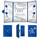 Decorações de aniversário Crenics 80º Livro de Visitas Azul/Prata