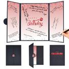 Decorações de aniversário Crenics Livro de visitas vermelho e preto 18x12 polegadas