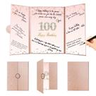 Decorações de aniversário Crenics Rose Gold 100th com livro de sinais