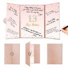 Decorações de aniversário Crenics Rose Gold 13th com livro de assinatura