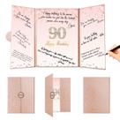Decorações de aniversário Crenics Rose Gold 90th com livro de sinais