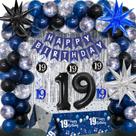 Decorações de aniversário HULASO 19º aniversário azul escuro