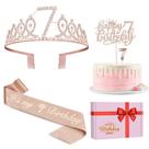 Decorações de aniversário Jesly 7th Birthday Girl Rose Gold
