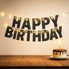 Decorações de aniversário KatChon Glitter Black Happy Bday 3m