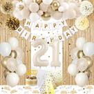 Decorações de aniversário KISPATTI 21st for Her White Gold
