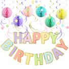 Decorações de aniversário LITAUS Macaron Happy Birthday Pack 17