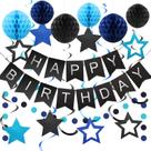 Decorações de aniversário meowtastic Feliz aniversário preto e azul