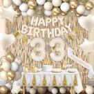 Decorações de aniversário Miidenks 33º aniversário para mulheres em ouro branco