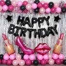 Decorações de aniversário Nigifter Pink Black Feliz Aniversário
