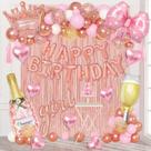 Decorações de aniversário Ouddy Life Rose Gold para mulheres e meninas