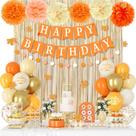 Decorações de aniversário Ouddy Party Orange Beige Fall Girls