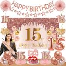 Decorações de aniversário Turypaty 15º aniversário para meninas rosa