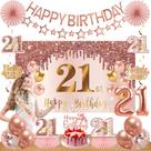 Decorações de aniversário Turypaty 21º aniversário para meninas rosa