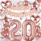 Decorações de aniversário VBEOLLOV 20th Birthday Girl Rose Gold