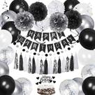 Decorações de aniversário YGYXMY Black Silver White Theme Men Decorações de aniversário YGYXMY Black Silver White Theme Men