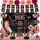 Decorações de aniversário Zirtorei 90th Vintage 1935 para mulheres