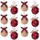 Decorações de árvore de Natal Ivenf Buffalo Plaid Burlap x12
