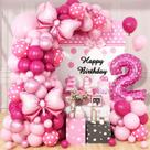 Decorações de balões de aniversário Dagelar Pink 2º aniversário