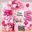 Decorações de balões de aniversário Dagelar Pink 5th com kit de arco