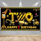 Decorações de banner de aniversário Kircirx 2nd Excavator Dump Truck Decorações de banner de aniversário Kircirx 2nd Excavator Dump Truck