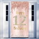 Decorações de banner de porta Excelloon 12th Birthday Girls 12 anos