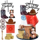 Decorações de bolo KEEPARTY, chapéu de cowboy e protetores de botas Decorações de bolo KEEPARTY, chapéu de cowboy e protetores de botas