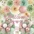 Decorações de chá de bebê Vztipki Dusty Pink Sage Green Girl