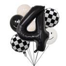Decorações de festa 100% APRECIADAS: 40 cm, preto, 4 balões com rosto sorridente