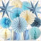 Decorações de festa Aodmti Blue Dusty Blue Bege 15 unidades