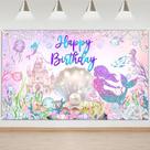 Decorações de festa Avezano Mermaid Happy Birthday Backdrop