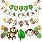 Decorações de festa: banner de aniversário de macaco PIRESE com balões