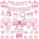 Decorações de festa Bolake Pink Bow Birthday Girl com banner