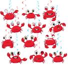 Decorações de festa Crab Hanging Swirls, 24 peças para festa de caranguejo