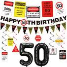 Decorações de festa de 50 anos Roetyce Caution Logos