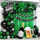 Decorações de festa de aniversário EHOIHEI Green Black Silver Men Decorações de festa de aniversário EHOIHEI Green Black Silver Men
