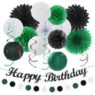 Decorações de festa de aniversário Huglony Preto Verde Branco 21 unidades