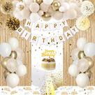 Decorações de festa de aniversário KISPATTI Golden White Gold