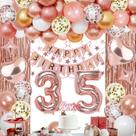 Decorações de festa de aniversário NANINUNENO 35th Rose Gold Women