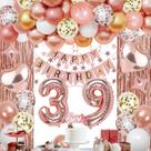 Decorações de festa de aniversário NANINUNENO 39th Rose Gold Women