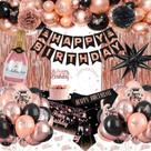 Decorações de festa de aniversário WEQTWL Black Rose Gold Women